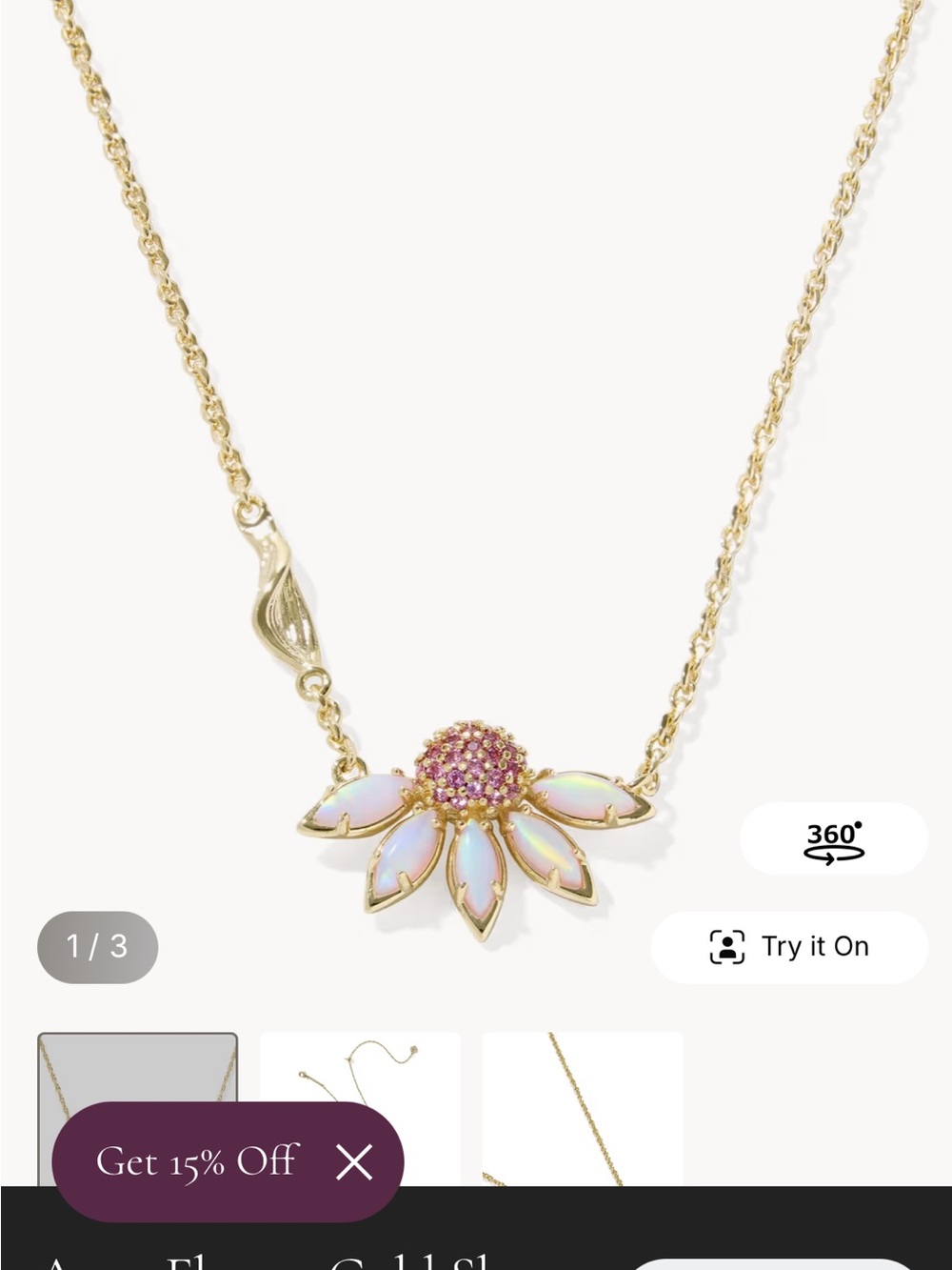 Kendra Scott Gold Opalescent Pink Daisy Pendant Necklace